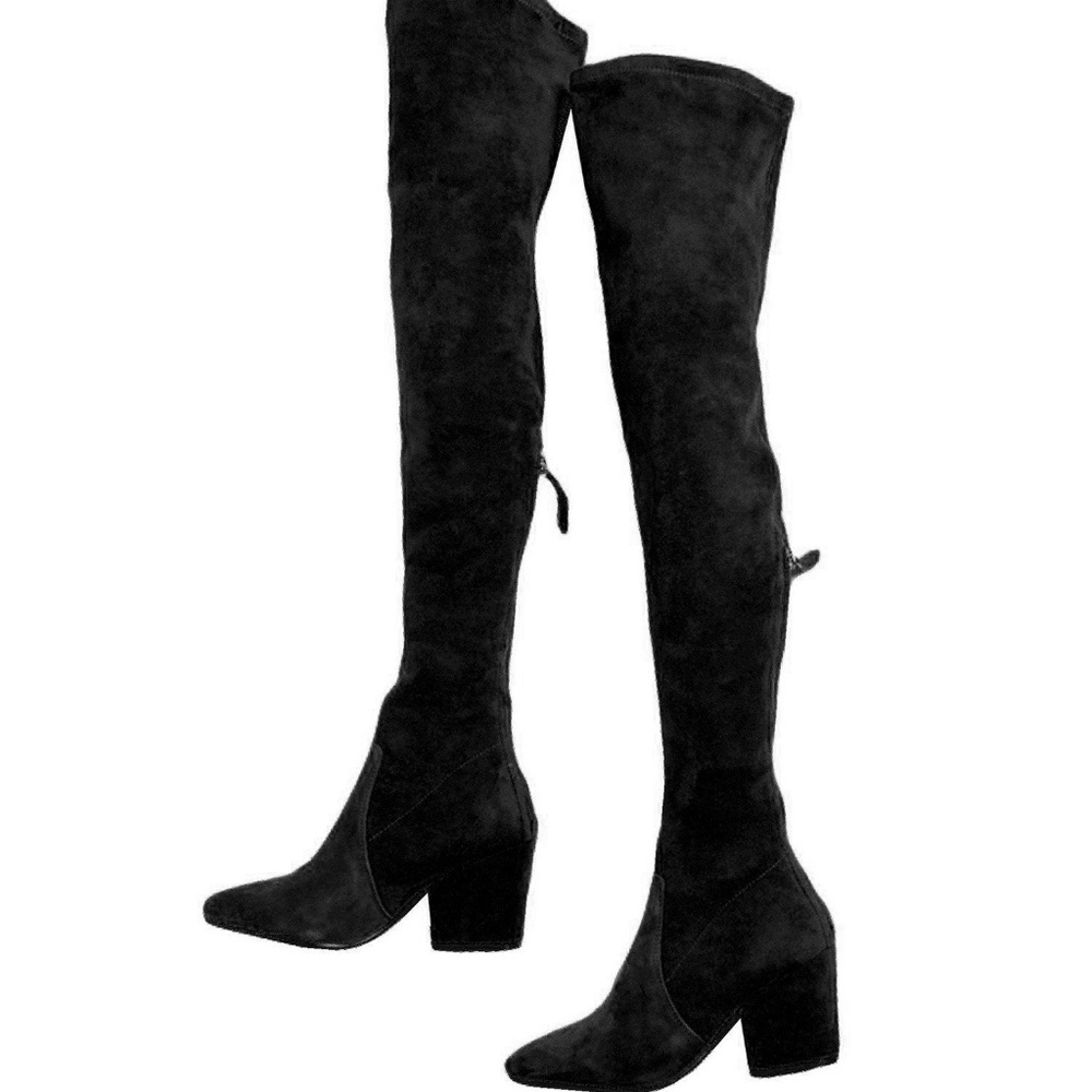 Goodnight Macaroon Ellis Over the Knee Boot Black Suede